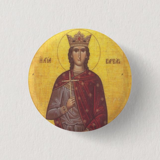 Badge Rond 2,50 Cm Icône de Saint Barbara (Devant)
