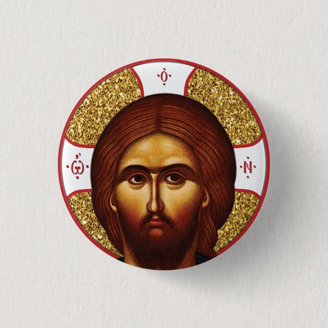 Badge Rond 2,50 Cm Icône orthodoxe du Saint-Jésus-Christ (Devant)