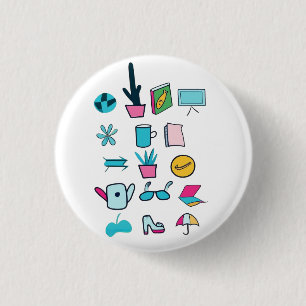 Badge Rond 2,50 Cm Icônes Abstraites Colorées Avec Articles De Tous L