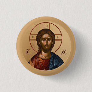 Badge Rond 2,50 Cm Icônes orthodoxes byzantines chrétiennes : Jésus-C