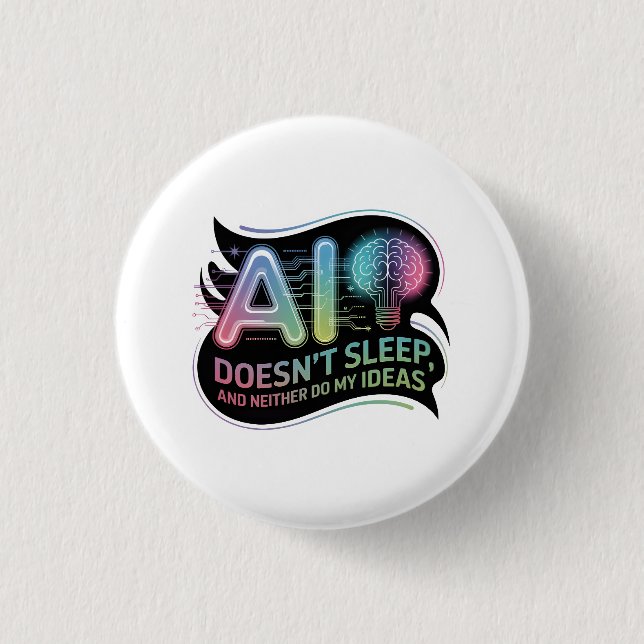 Badge Rond 2,50 Cm Idées d'intelligence artificielle Neon Graphic (Devant)
