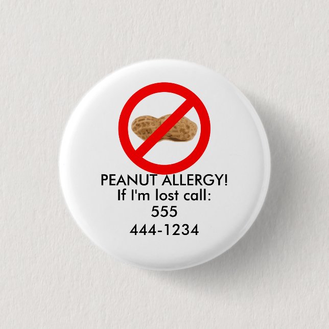 Badge Rond 2,50 Cm Identification perdue d'enfant avec l'allergie (Devant)
