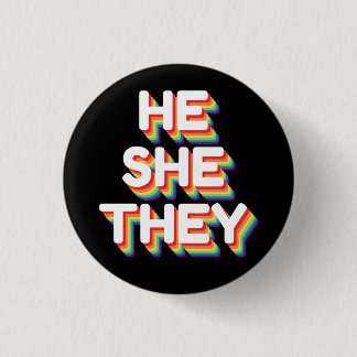 Badge Rond 2,50 Cm Il/Elle/Ils Prononounes Rainbow 3D Retro