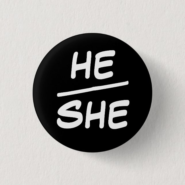 Badge Rond 2,50 Cm Il/Elle Pronoun Insigne noir et blanc (Devant)