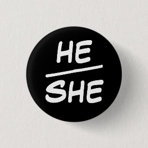 Badge Rond 2,50 Cm Il/Elle Pronoun Insigne noir et blanc