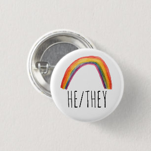 Badge Rond 2,50 Cm IL/ELLES Pronononouns Aquarelle Rainbow Button