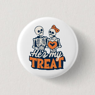 Badge Rond 2,50 Cm Il est mon traitement squelette couple assorti Hal