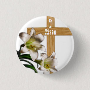 Badge Rond 2,50 Cm Il est ressuscité Bouton de Pâques