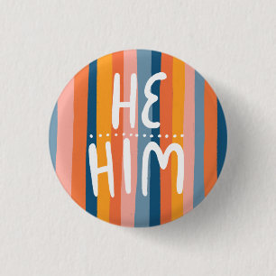 Badge Rond 2,50 Cm Il/HIM Pronounounounounounes de main colorée bande