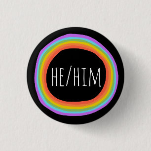 Badge Rond 2,50 Cm Il/HIM Pronounounounounounounours arc-en-ciel colo
