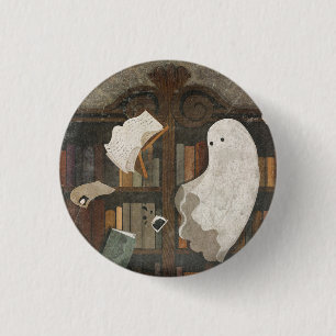 Badge Rond 2,50 Cm Il y a un Poltergeist dans la bibliothèque