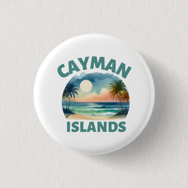 Badge Rond 2,50 Cm île Caïman (Devant)