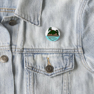 Badge Rond 2,50 Cm Île tropicale de dessin animé minimaliste dans l'o