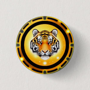 Badge Rond 2,50 Cm Illustration abstraite audacieuse de tigre