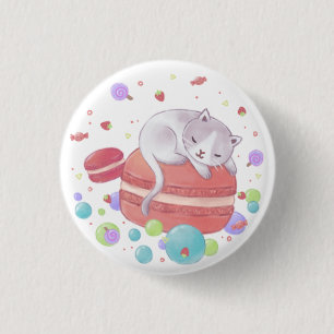 Badge Rond 2,50 Cm Illustration Chat & Sweets
