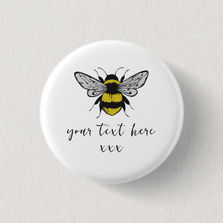 Badge Rond 2,50 Cm Illustration d'abeille - ajoutez votre propre text