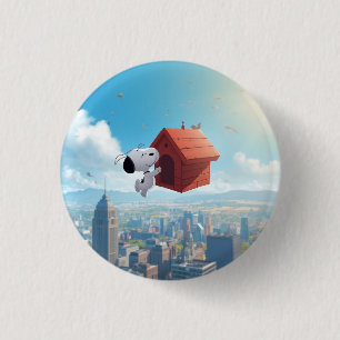 Badge Rond 2,50 Cm Illustration de bande dessinée de ville flottante