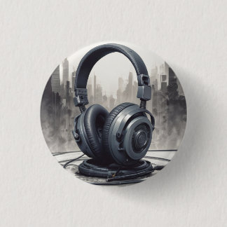 Badge Rond 2,50 Cm Illustration de casque pour amateur de musique