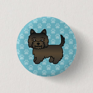Badge Rond 2,50 Cm Illustration de chien Cairn Terrier Bringé foncé B