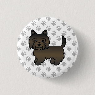 Badge Rond 2,50 Cm Illustration de chien Cairn Terrier Bringé foncé P