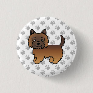 Badge Rond 2,50 Cm Illustration de chien Cairn Terrier Bringé Rouge P