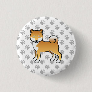 Badge Rond 2,50 Cm Illustration de chien de dessin animé mignon Shiba