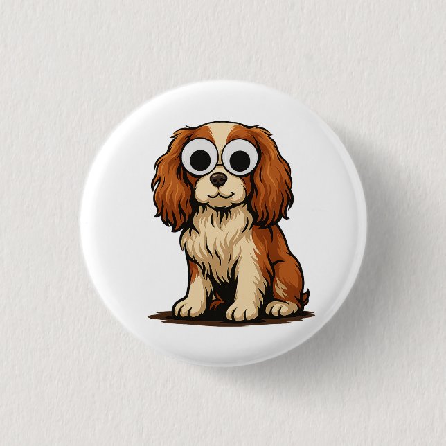 Badge Rond 2,50 Cm Illustration de chiot aux yeux Google mignons (Devant)