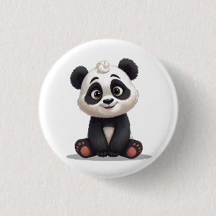 Badge Rond 2,50 Cm Illustration de dessin animé d'ours panda assis
