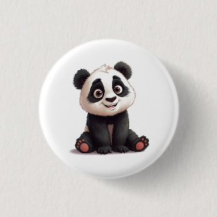 Badge Rond 2,50 Cm Illustration de dessin animé d'ours panda assis