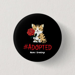 Badge Rond 2,50 Cm Illustration de l'amour d'un chat adopté avec une 