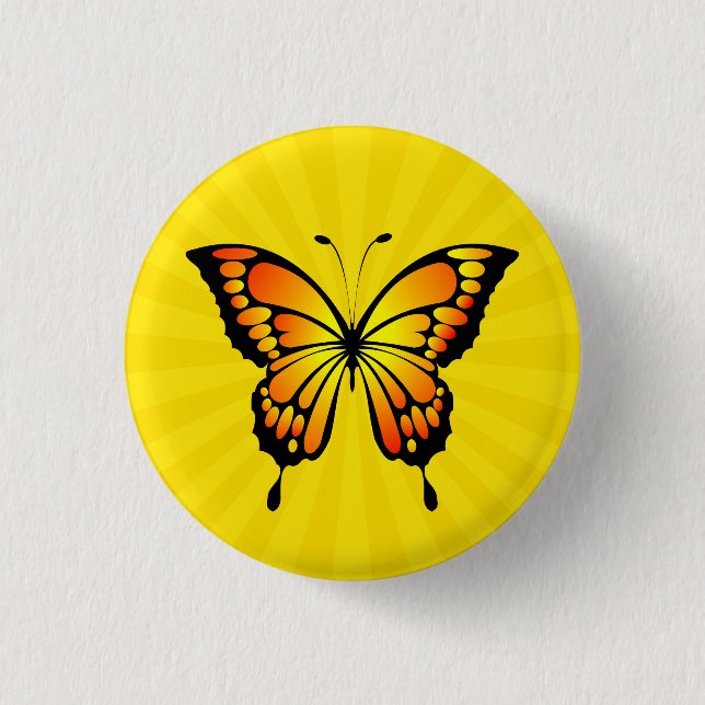 Badge Rond 2,50 Cm Illustration de l'insecte jaune rouge papillon-202 (Devant)