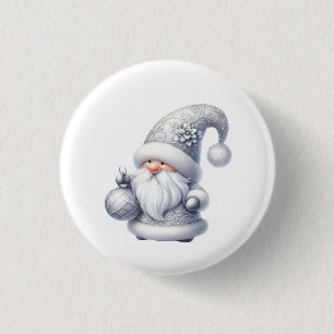 Badge Rond 2,50 Cm Illustration de Père Noël à l'aquarelle bleue