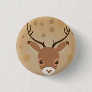 Badge Rond 2,50 Cm Illustration de renne sur fond marron