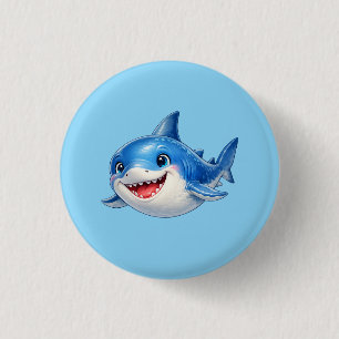 Badge Rond 2,50 Cm Illustration de requin mignon aux grands yeux Anim