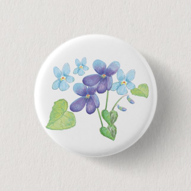 Badge Rond 2,50 Cm Illustration des fleurs de violet sauvages (Devant)