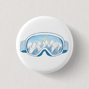 Badge Rond 2,50 Cm Illustration des lunettes de ski de montagne
