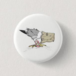 Badge Rond 2,50 Cm Illustration drôle d'oiseau du bouton   d'échoue