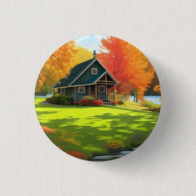 Badge Rond 2,50 Cm Illustration du paysage naturel avec le logo du la (Devant)