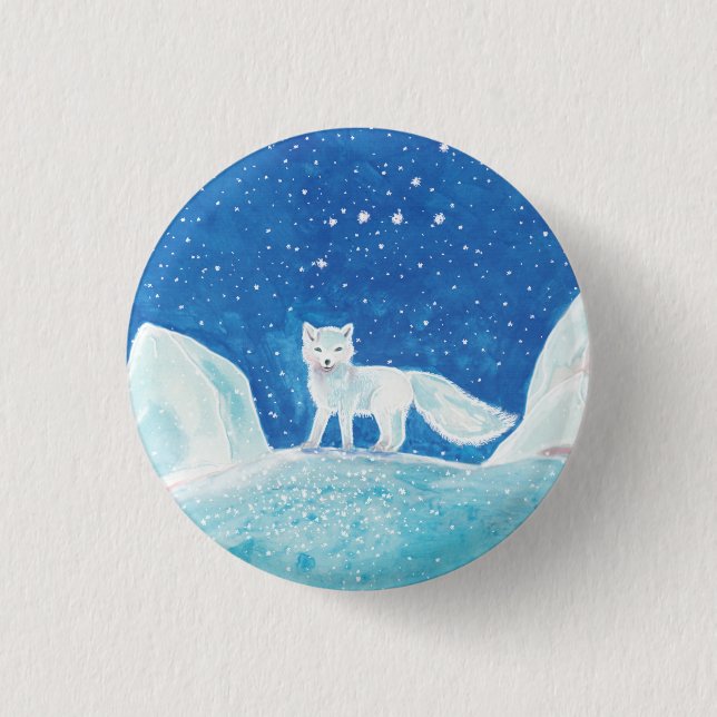 Badge Rond 2,50 Cm Illustration du Petit Renard arctique (Vulpes lago (Devant)