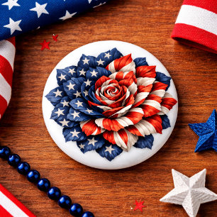 Badge Rond 2,50 Cm Illustration florale du drapeau patriotique