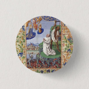 Badge Rond 2,50 Cm Illustration médiévale de saint Bernard de Clairva