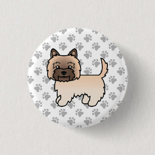 Badge Rond 2,50 Cm Illustration Mignonne de Chien Terrier Cairn Blé P