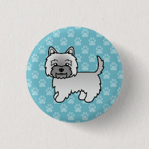 Badge Rond 2,50 Cm Illustration Mignonne de Terrier Cairn Gris sur Fo