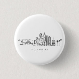 Badge Rond 2,50 Cm Illustration minimaliste de la skyline de Los Ange