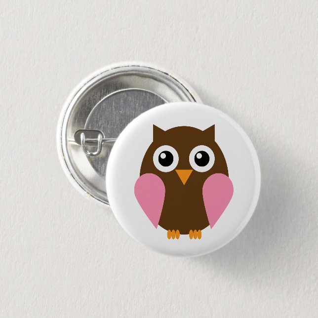 Badge Rond 2,50 Cm Illustration rose douce de hibou de fille (Devant & derrière)