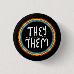 Badge Rond 2,50 Cm ILS/EUX Pronononouns Arc-en-ciel minimaliste