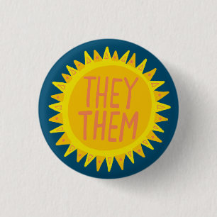 Badge Rond 2,50 Cm ILS / EUX Pronononouns Sunshine Pride Poignée 