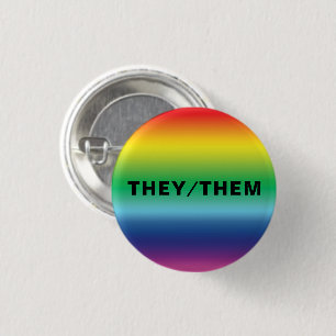 Badge Rond 2,50 Cm Ils, Eux, Pronouns Lgbtq Lgbt Pride Arc En Ciel