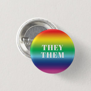 Badge Rond 2,50 Cm Ils, Eux, Pronouns - Lgbtq orgueil arc-en-ciel bla