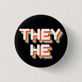 Badge Rond 2,50 Cm Ils / Il Pronounounounounounours Rainbow 3D Retro